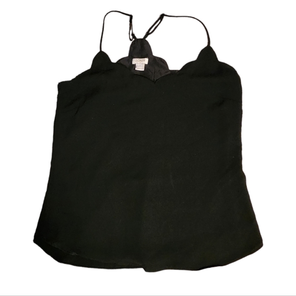 J. Crew Tops - J Crew Black Scalloped Tank Top Size 2